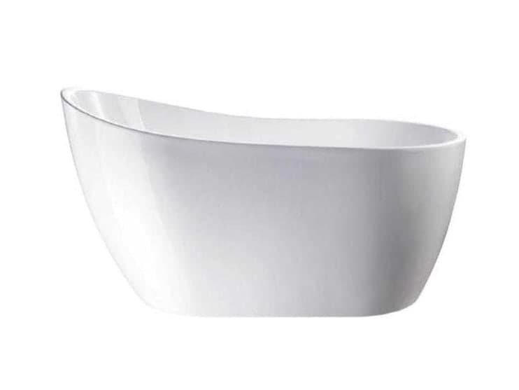 Single slipper freestanding tub with a raised back, white acrylic
